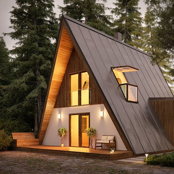 کلبه چوبی مثلثی مدرن
